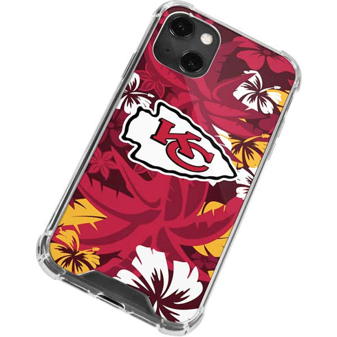 NFL Kansas City Chiefs Tropical Print iPhone 13 Mini Clear Case