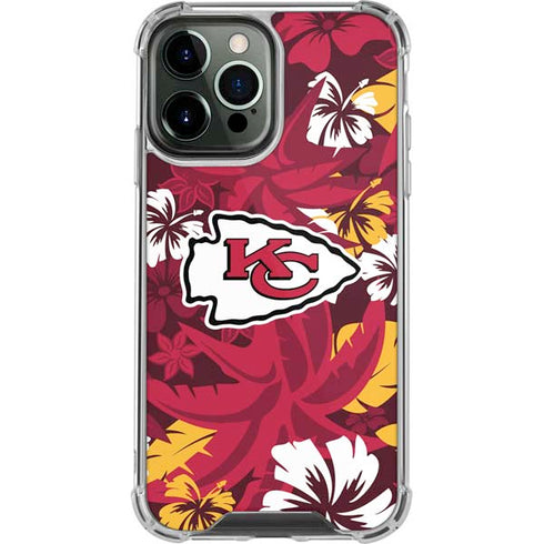 NFL Kansas City Chiefs Tropical Print iPhone 13 Pro Max Clear Case