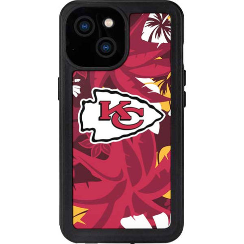 NFL Kansas City Chiefs Tropical Print iPhone 15 Waterproof Case