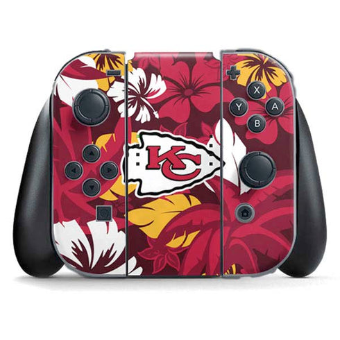 NFL Kansas City Chiefs Tropical Print Nintendo Switch (2017-2021) Joy-Con Controller Skin