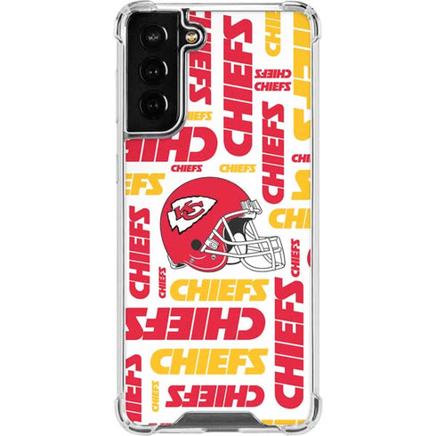NFL Kansas City Chiefs White Blast Galaxy S21 FE Clear Case