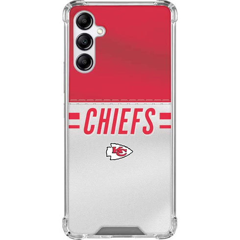 NFL Kansas City Chiefs White Striped Galaxy A15 5G Clear Case