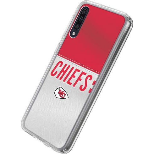 NFL Kansas City Chiefs White Striped Galaxy A50 Clear Case
