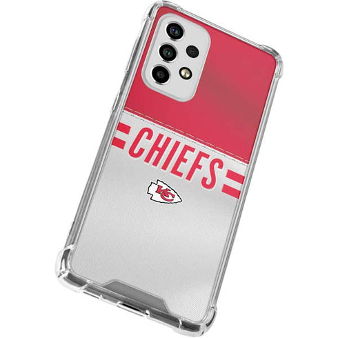 NFL Kansas City Chiefs White Striped Galaxy A53 5G Clear Case
