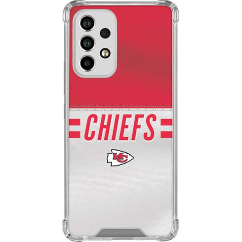 NFL Kansas City Chiefs White Striped Galaxy A53 5G Clear Case