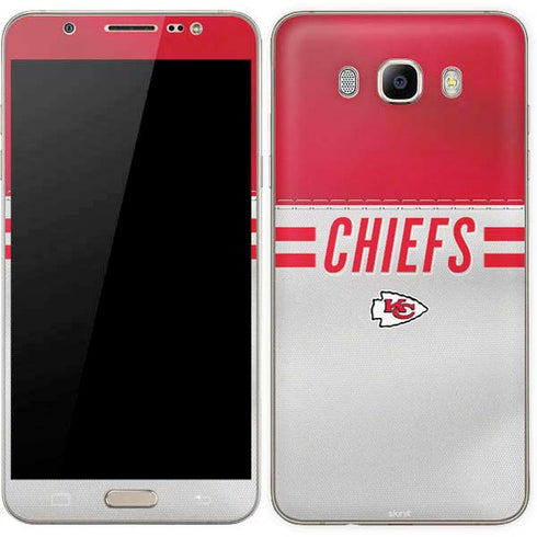 NFL Kansas City Chiefs White Striped Galaxy J7 Skin