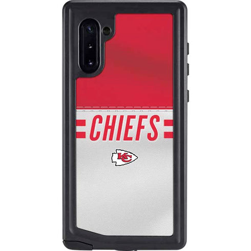 NFL Kansas City Chiefs White Striped Galaxy Note 10 Waterproof Case
