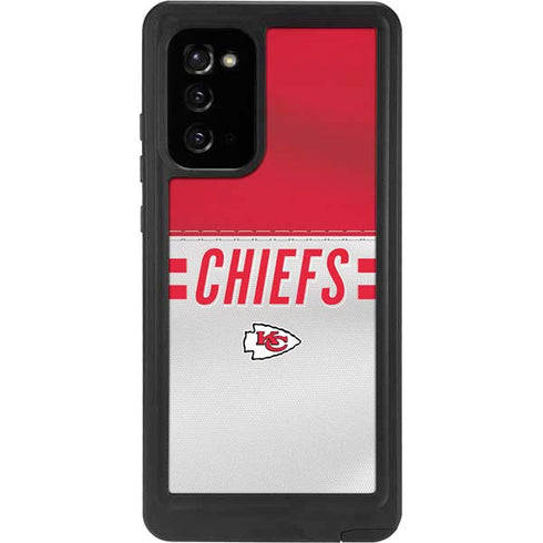 NFL Kansas City Chiefs White Striped Galaxy Note20 5G Waterproof Case