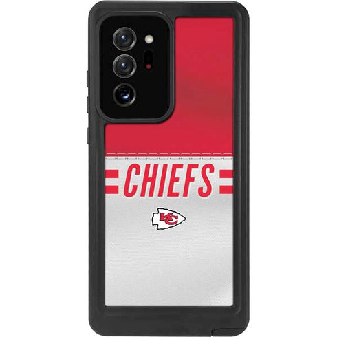 NFL Kansas City Chiefs White Striped Galaxy Note20 Ultra 5G Waterproof Case