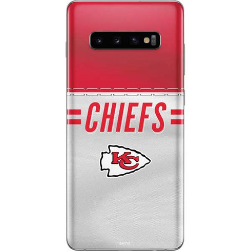 NFL Kansas City Chiefs White Striped Galaxy S10 Plus Skin