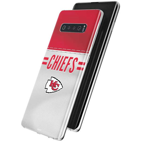 NFL Kansas City Chiefs White Striped Galaxy S10 Plus Skin