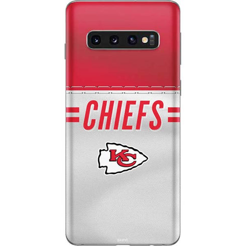 NFL Kansas City Chiefs White Striped Galaxy S10 Skin