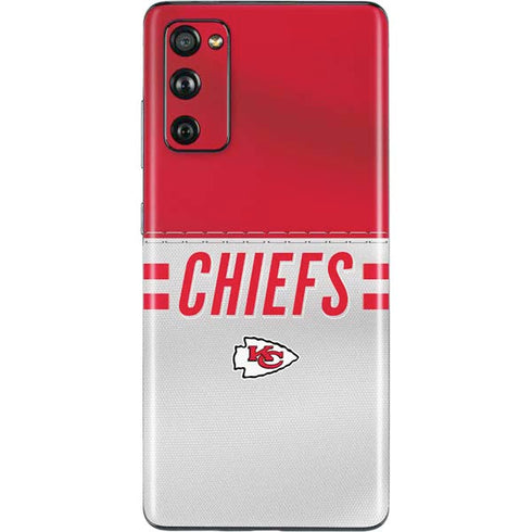 NFL Kansas City Chiefs White Striped Galaxy S20 Fan Edition Skin