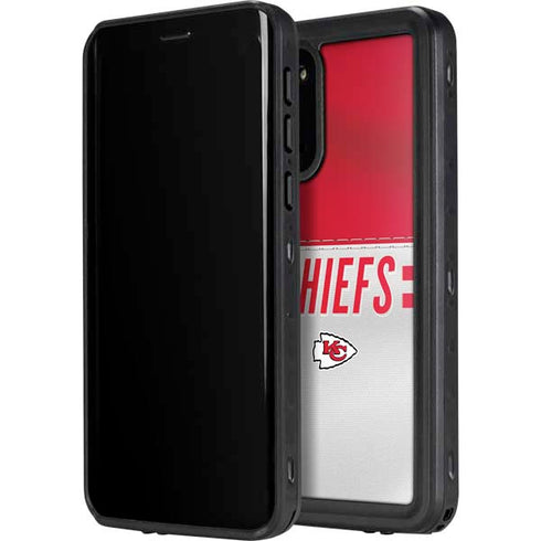 NFL Kansas City Chiefs White Striped Galaxy S20 Plus Waterproof Case