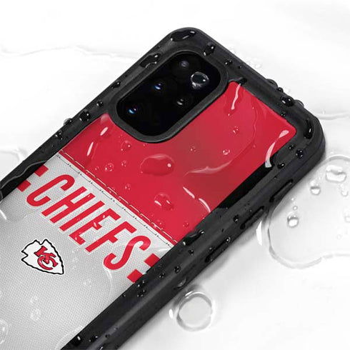 NFL Kansas City Chiefs White Striped Galaxy S20 Plus Waterproof Case