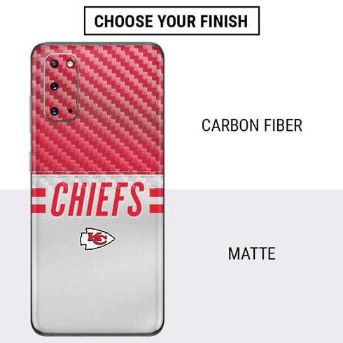 NFL Kansas City Chiefs White Striped Galaxy S20 Skin