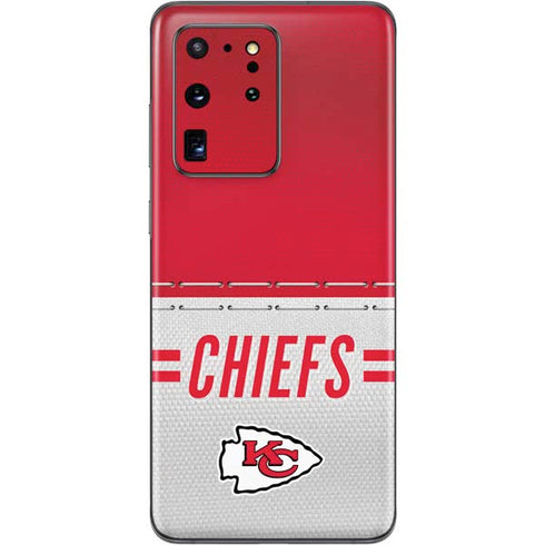 NFL Kansas City Chiefs White Striped Galaxy S20 Ultra 5G Skin
