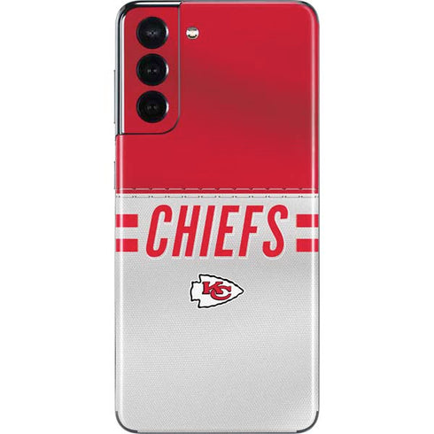 NFL Kansas City Chiefs White Striped Galaxy S21 5G Skin