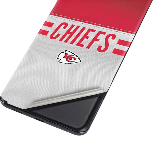 NFL Kansas City Chiefs White Striped Galaxy S21 5G Skin