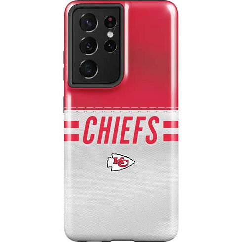 NFL Kansas City Chiefs White Striped Galaxy S21 Ultra 5G Pro Case
