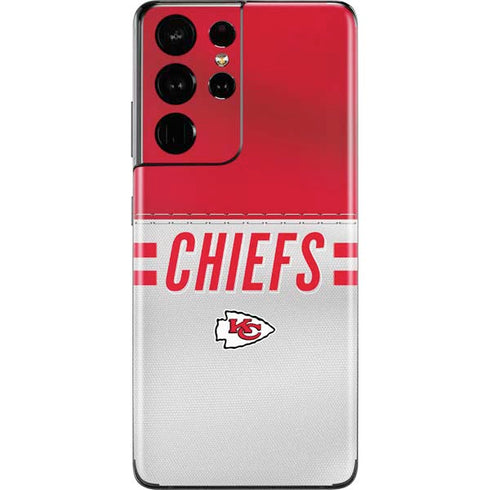 NFL Kansas City Chiefs White Striped Galaxy S21 Ultra 5G Skin