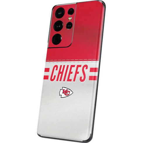 NFL Kansas City Chiefs White Striped Galaxy S21 Ultra 5G Skin