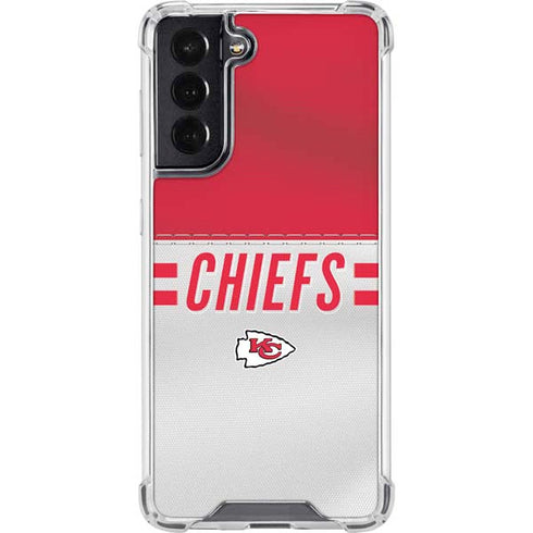 NFL Kansas City Chiefs White Striped Galaxy S22 Clear Case