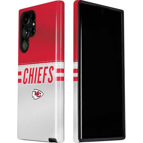 NFL Kansas City Chiefs White Striped Galaxy S22 Ultra Pro Case
