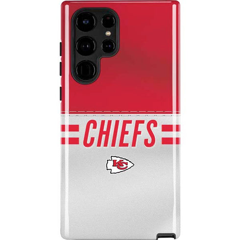 NFL Kansas City Chiefs White Striped Galaxy S22 Ultra Pro Case