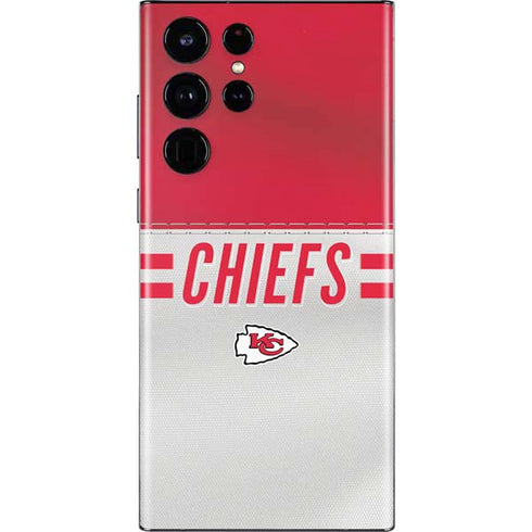 NFL Kansas City Chiefs White Striped Galaxy S22 Ultra Skin
