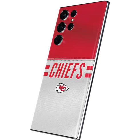 NFL Kansas City Chiefs White Striped Galaxy S22 Ultra Skin