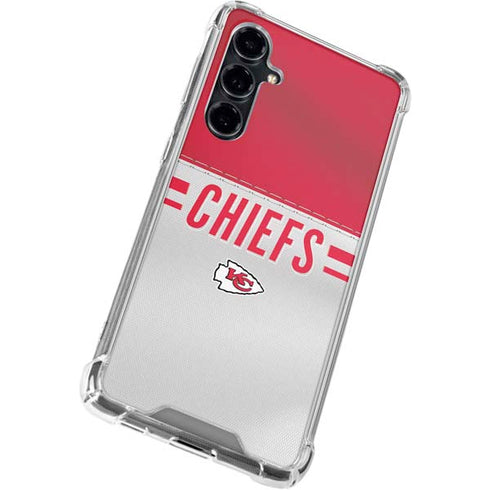 NFL Kansas City Chiefs White Striped Galaxy S23 FE Clear Case