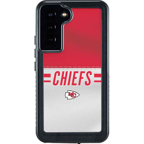 NFL Kansas City Chiefs White Striped Galaxy S23 Plus Waterproof Case