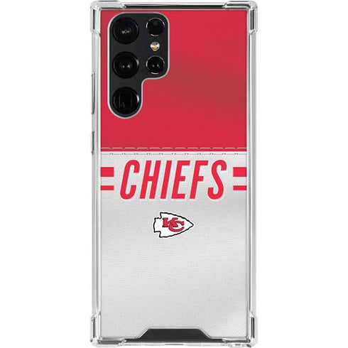 NFL Kansas City Chiefs White Striped Galaxy S24 Ultra Clear Case