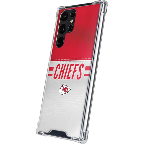 NFL Kansas City Chiefs White Striped Galaxy S24 Ultra Clear Case