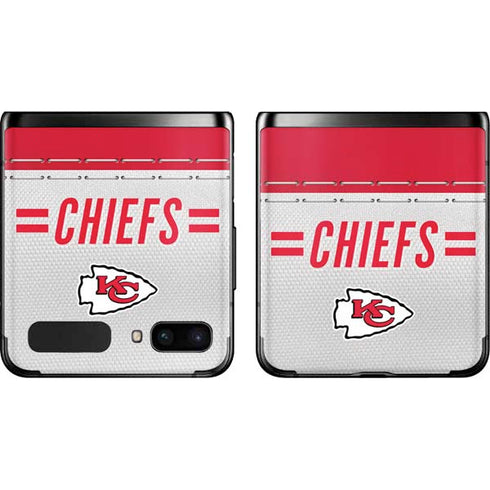 NFL Kansas City Chiefs White Striped Galaxy Z Flip Skin