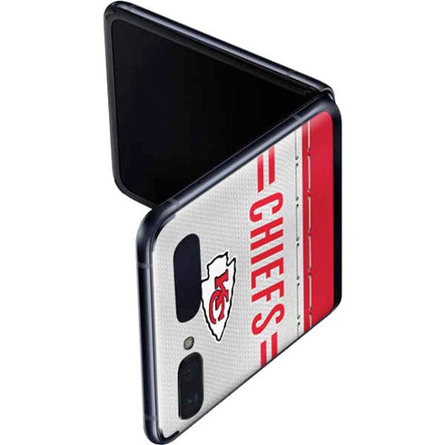 NFL Kansas City Chiefs White Striped Galaxy Z Flip Skin