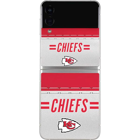 NFL Kansas City Chiefs White Striped Galaxy Z Flip3 5G Skin