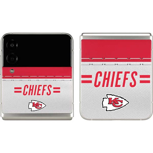 NFL Kansas City Chiefs White Striped Galaxy Z Flip3 5G Skin