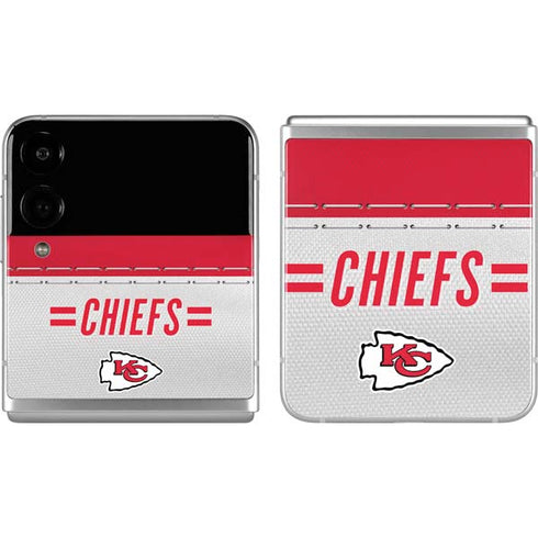NFL Kansas City Chiefs White Striped Galaxy Z Flip4 5G Skin