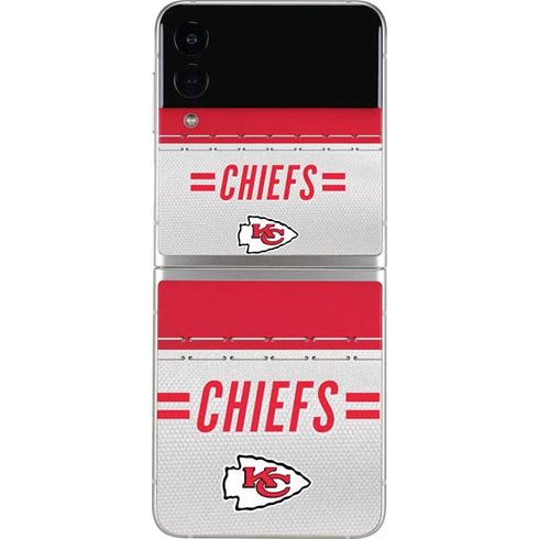 NFL Kansas City Chiefs White Striped Galaxy Z Flip4 5G Skin