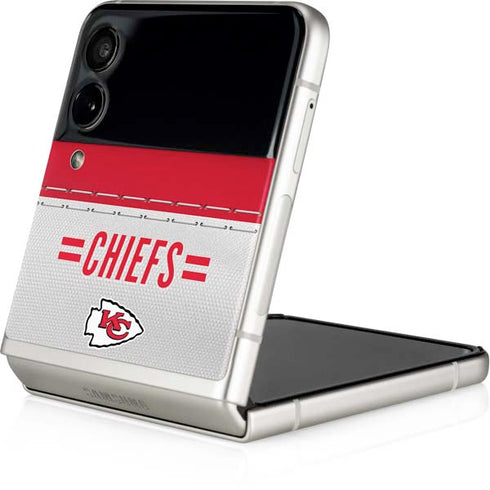 NFL Kansas City Chiefs White Striped Galaxy Z Flip4 5G Skin