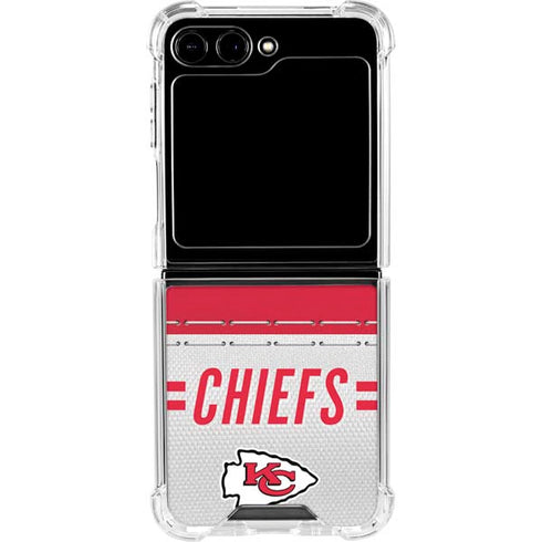 NFL Kansas City Chiefs White Striped Galaxy Z Flip5 5G Clear Case
