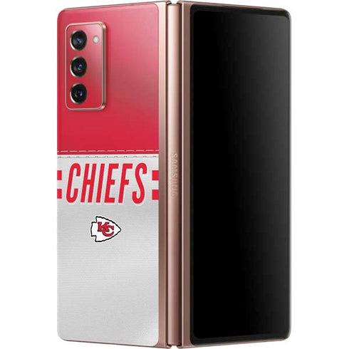 NFL Kansas City Chiefs White Striped Galaxy Z Fold2 5G Skin