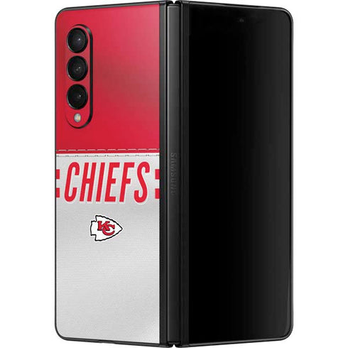 NFL Kansas City Chiefs White Striped Galaxy Z Fold3 5G Skin