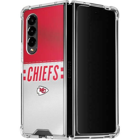 NFL Kansas City Chiefs White Striped Galaxy Z Fold4 5G Clear Case
