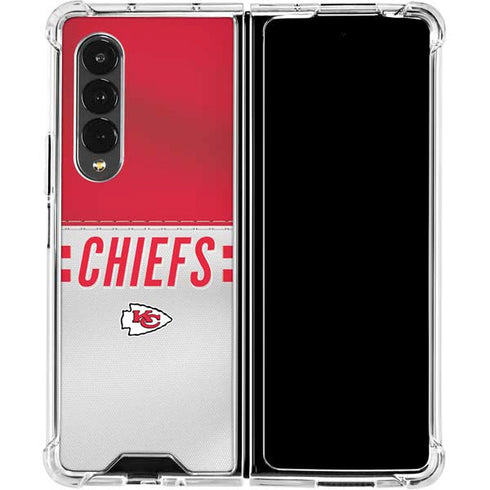 NFL Kansas City Chiefs White Striped Galaxy Z Fold4 5G Clear Case