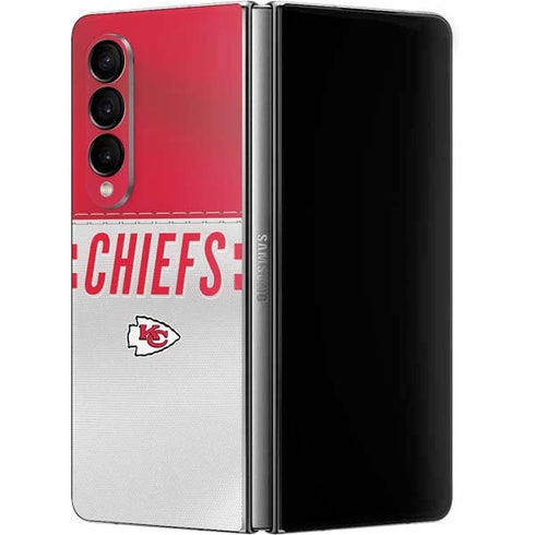 NFL Kansas City Chiefs White Striped Galaxy Z Fold4 5G Skin