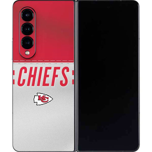 NFL Kansas City Chiefs White Striped Galaxy Z Fold4 5G Skin