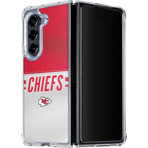 NFL Kansas City Chiefs White Striped Galaxy Z Fold5 5G Clear Case